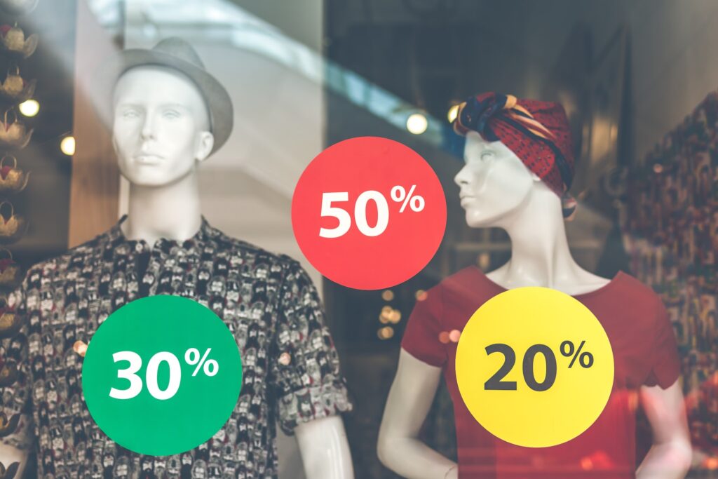 showcasing discount in fashionwear shop